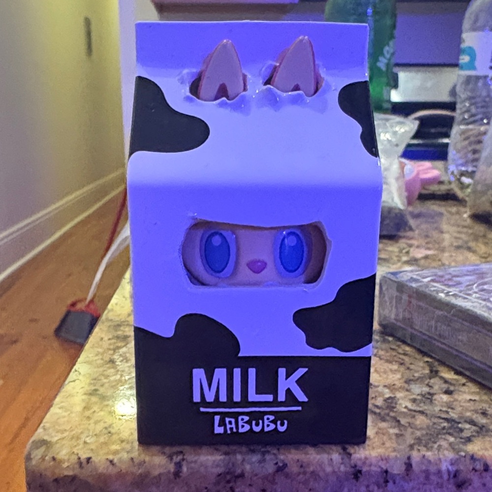 Labubu Milk Carton Figurine - Black and White